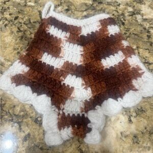 Elegant Brown and White Crochet Pot Holder